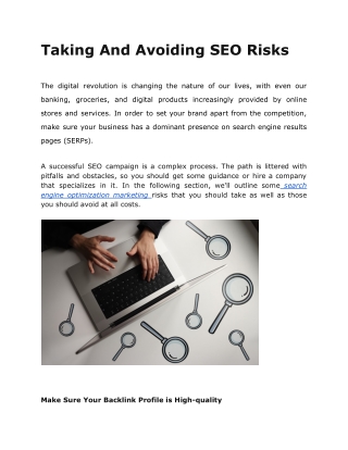 Taking And Avoiding SEO Risks (1)