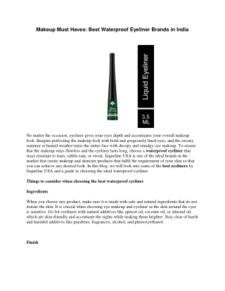 Makeup Must Haves Best Waterproof Eyeliner Brands in India