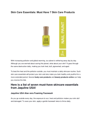 Skin Care Essentials Must Have 7 Skin Care Products