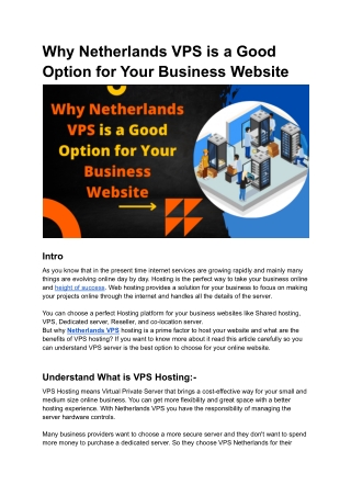The Benefits of Hosted your Business Website on Netherlands VPS