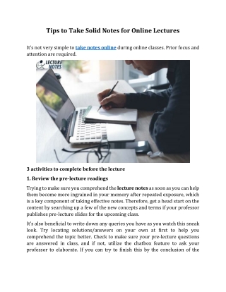 Tips to Take Solid Notes for Online Lectures