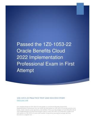 Passed the 1Z0-1053-22 Oracle Benefits Cloud 22A/22B Exam in First Attempt