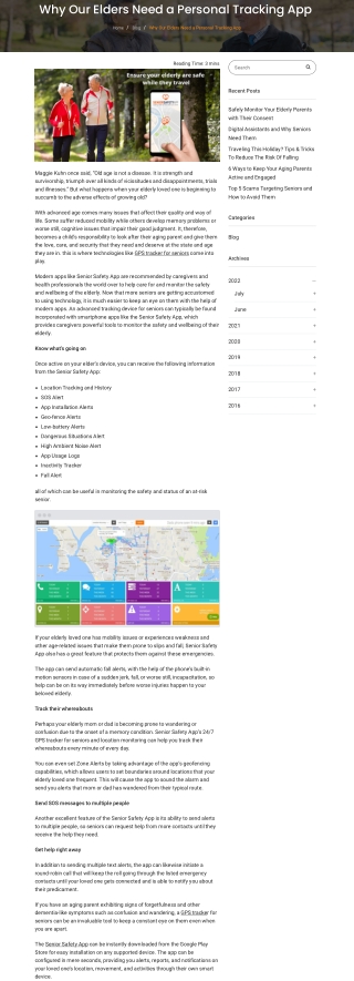 Why Our Elders Need a Personal Tracking App
