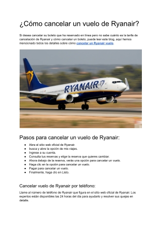 ¿Cómo cancelar un vuelo de Ryanair