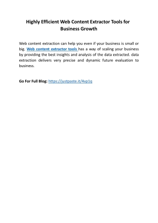 Highly Efficient Web Content Extractor Tools for Business Growth