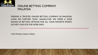 Online Betting Company Malaysia