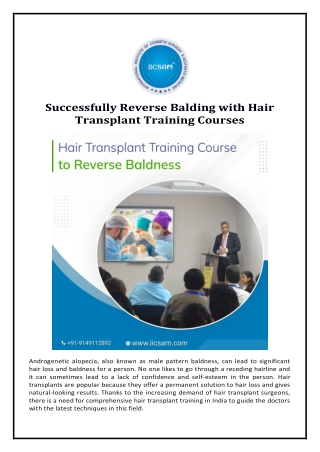 Successfully Reverse Balding with Hair Transplant Training Courses