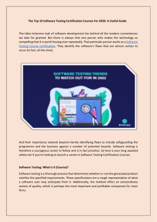 The Top 10 Software Testing Certification Courses For 2020: A Useful Guide