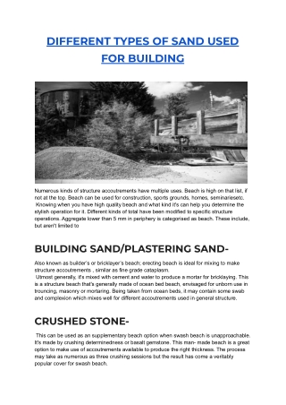 DIFFERENT TYPES OF SAND USED FOR BUILDING