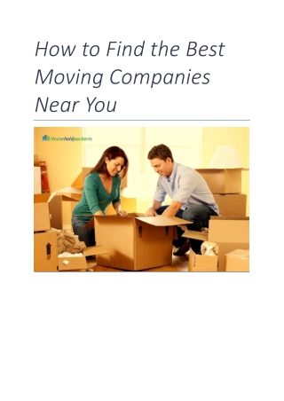 How to Find the Best Moving Companies Near You