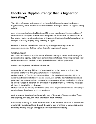 Stocks vs. Cryptocurrency_ that is higher for investing_