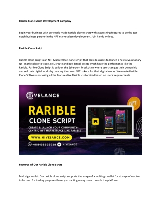 White Label Rarible Clone Software