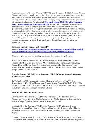 Over the Counter (OTC) Direct to Consumer (DTC) Infectious Disease Diagnostics Market