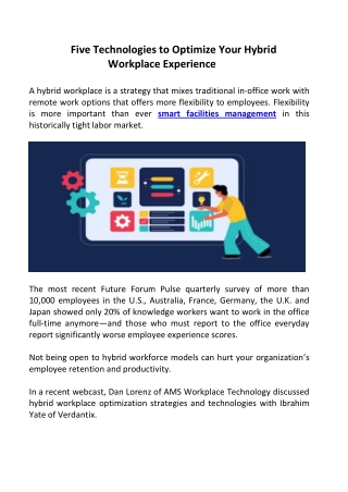 Five Technologies to Optimize Your Hybrid Workplac