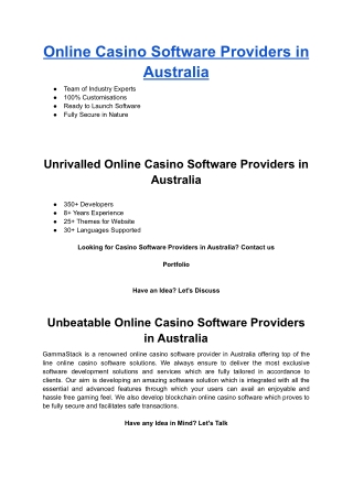 Online Casino Software Providers in Australia