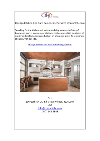 Chicago Kitchen And Bath Remodeling Services | Contactohi.com