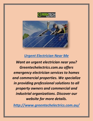 Urgent Electrician Near Me | Greentechelectrics.com.au