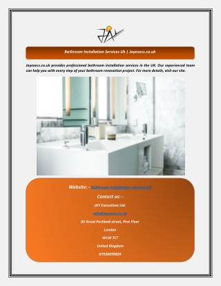 Bathroom Installation Services Uk  Jayexecs.co.uk