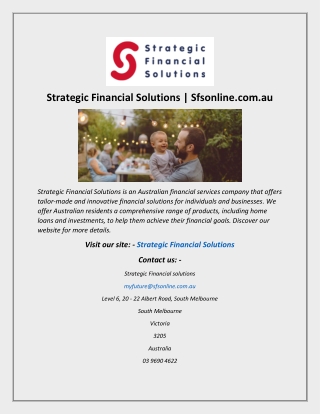 Strategic Financial Solutions | Sfsonline.com.au