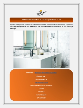 Bathroom Renovation In London  Jayexecs.co.uk