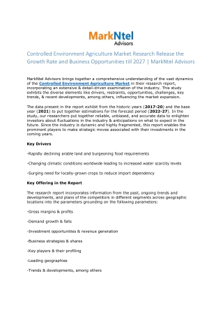 Controlled Environment Agriculture Market