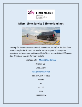 Miami Limo Service | Limomiami.net