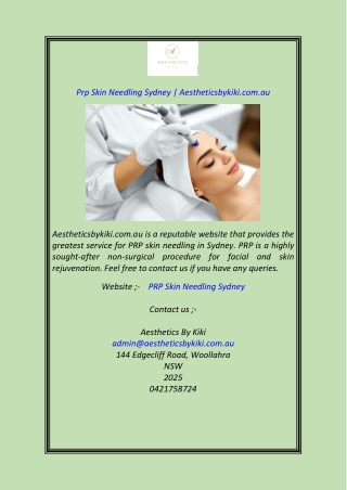 Prp Skin Needling Sydney Aestheticsbykiki.com.au