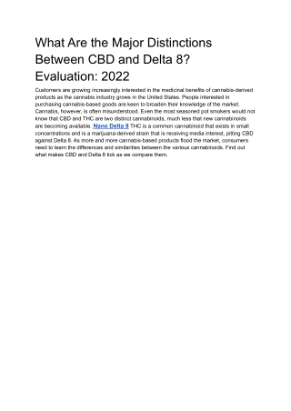 What Are the Major Distinctions Between CBD and Delta 8? Evaluation: 2022