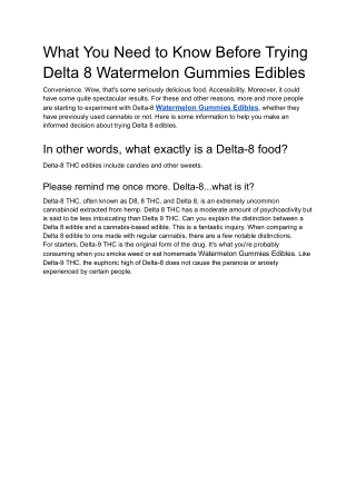 What You Need to Know Before Trying Delta 8 Watermelon Gummies Edibles