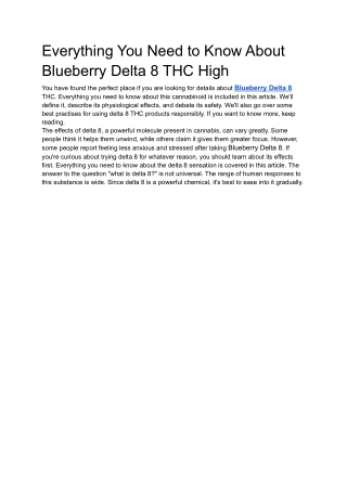 Everything You Need to Know About Blueberry Delta 8 THC High
