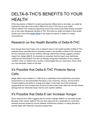 DELTA-8-THC'S BENEFITS TO YOUR HEALTH