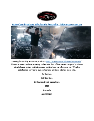 Auto Care Products Wholesale Australia  Mdcarcare.com.au
