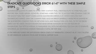 A quick and easy guide to easily resolve QuickBooks Error 6147