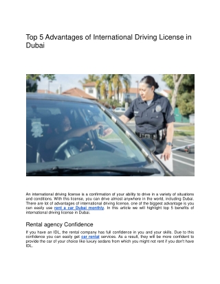 Top 5 Advantages of International Driving License in Dubai