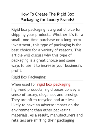 How To Create The Rigid Box Packaging for Luxury Brands