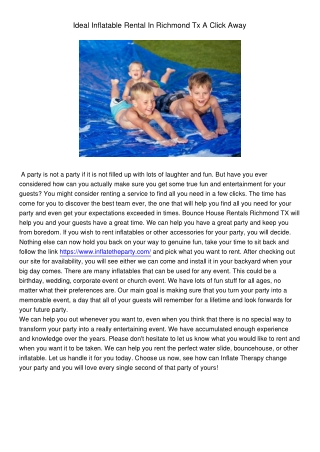 IdealInflatableRentalInRichmondTxAClickAway