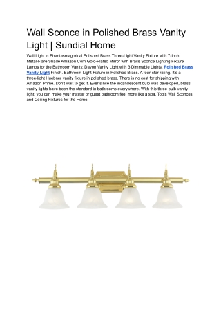 Wall Sconce in Polished Brass Vanity Light | Sundial Home