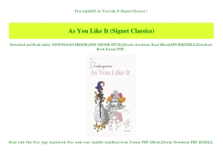 Free [epub]$$ As You Like It (Signet Classics) (E.B.O.O.K. DOWNLOAD^