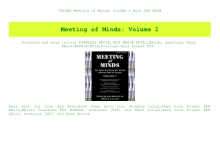 EPUB$ Meeting of Minds Volume I Book PDF EPUB