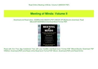 Read Online Meeting of Minds Volume II [EBOOK PDF]