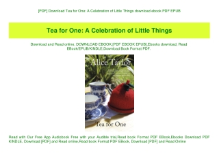 [PDF] Download Tea for One A Celebration of Little Things download ebook PDF EPUB