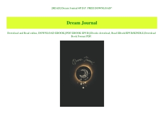 [READ] Dream Journal #P.D.F. FREE DOWNLOAD^