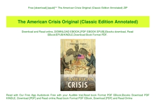 Free [download] [epub]^^ The American Crisis Original (Classic Edition Annotated) ZIP