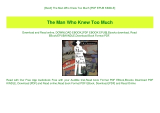 [Best!] The Man Who Knew Too Much [PDF EPUB KINDLE]