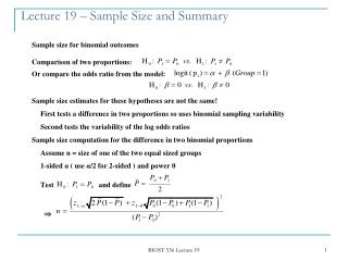 Lecture 19 – Sample Size and Summary