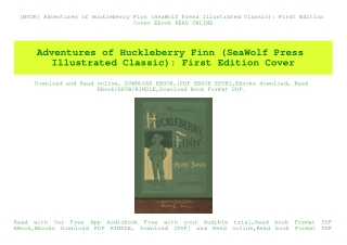 [BOOK] Adventures of Huckleberry Finn (SeaWolf Press Illustrated Classic) First Edition Cover Ebook READ ONLINE