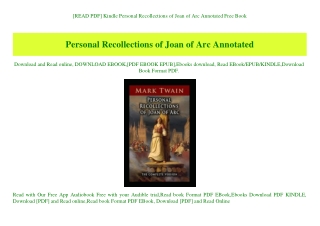 [READ PDF] Kindle Personal Recollections of Joan of Arc Annotated Free Book