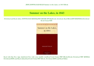[PDF] DOWNLOAD READ Summer on the Lakes  in 1843 EBook