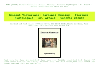 READ [EBOOK] Eminent Victorians Cardinal Manning - Florence Nightingale - Dr. Arnold - General Gordon download ebook PDF
