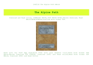 [Pdf]$$ The Alpine Path EBook